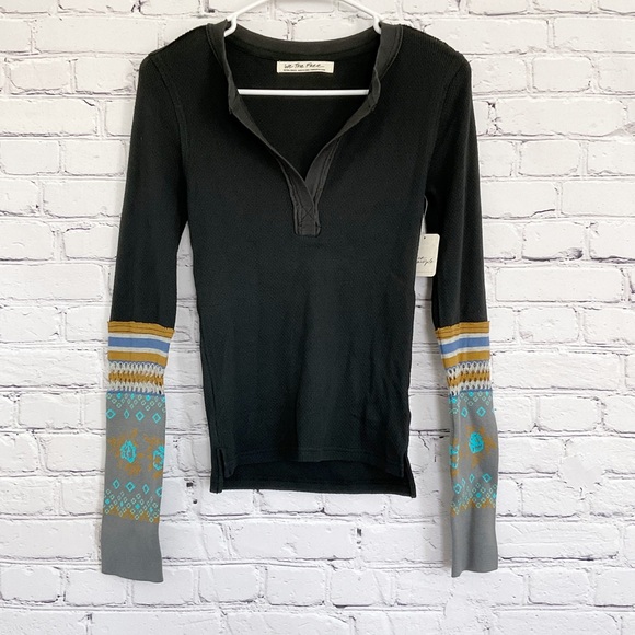 New Free People Mikah Layering Cuff Thermal Top Black Size XS - Picture 3 of 8